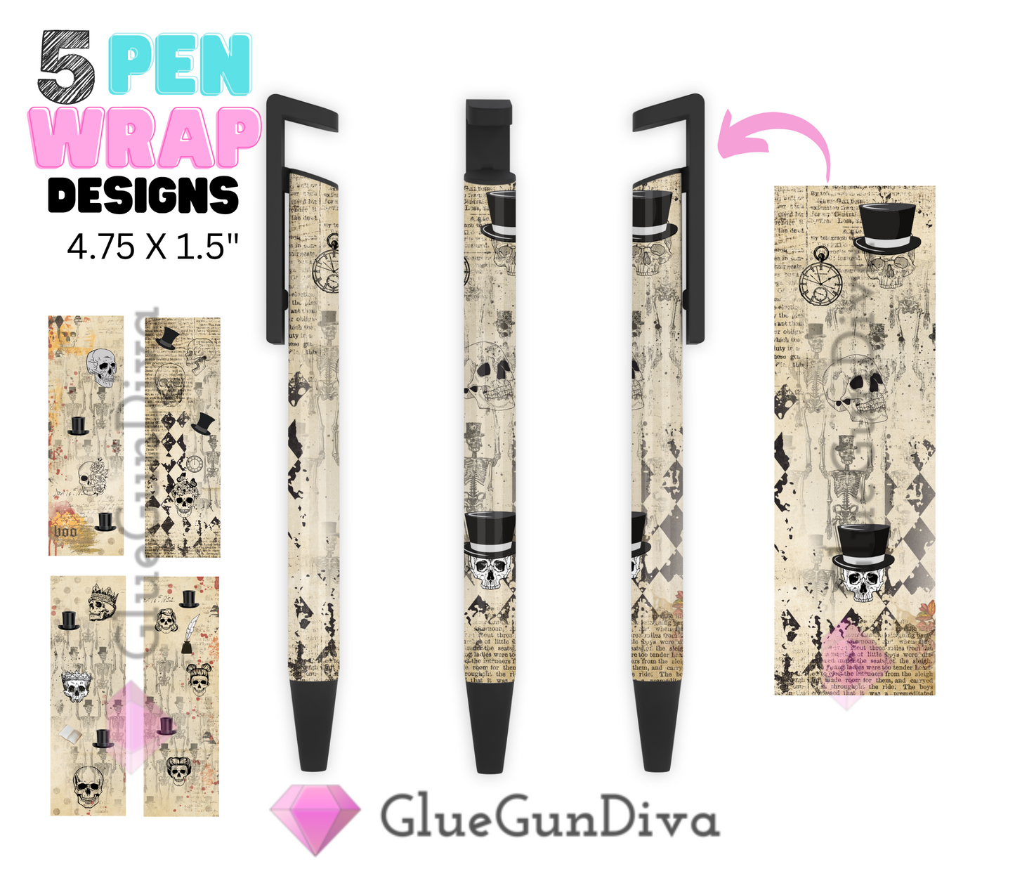 Vintage Skulls - Digital Pen wraps