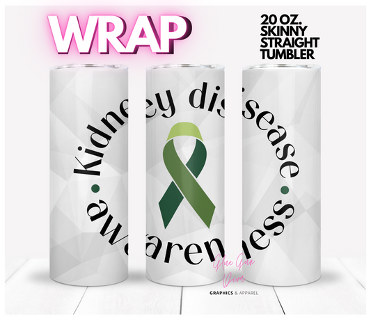 Kidney Disease Awareness Ribbon- Digital tumbler wrap for 20 oz skinny straight tumbler