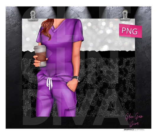 No stethoscope scrubs Purple- Digital tumbler wrap for 20 oz skinny straight tumbler