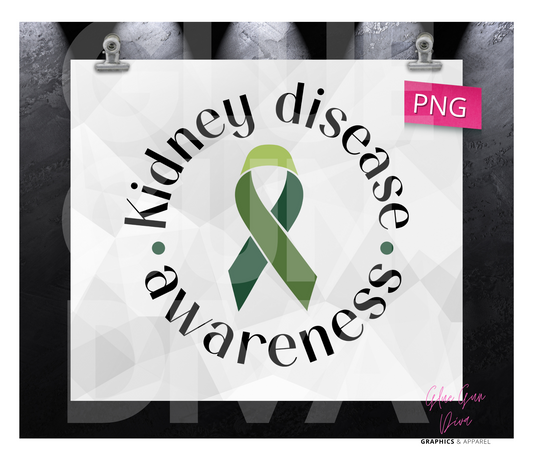 Kidney Disease Awareness Ribbon- Digital tumbler wrap for 20 oz skinny straight tumbler