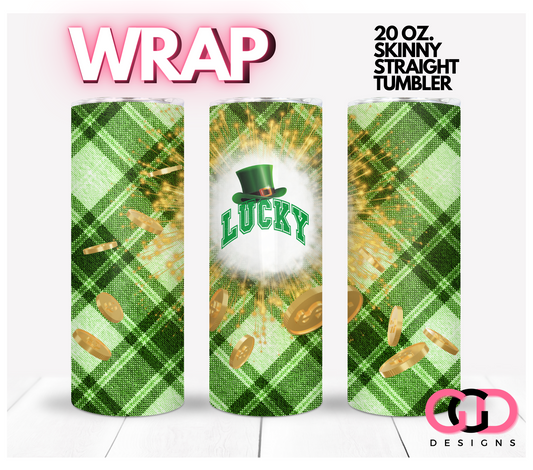 Lucky Plaid -   Digital tumbler wrap for 20 oz skinny straight tumbler