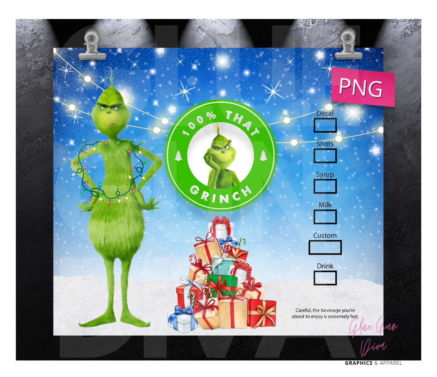 100 percent that grinch -  Digital tumbler wrap for 20 oz skinny straight tumbler