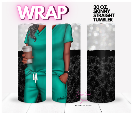 No stethoscope scrubs Green- Digital tumbler wrap for 20 oz skinny straight tumbler