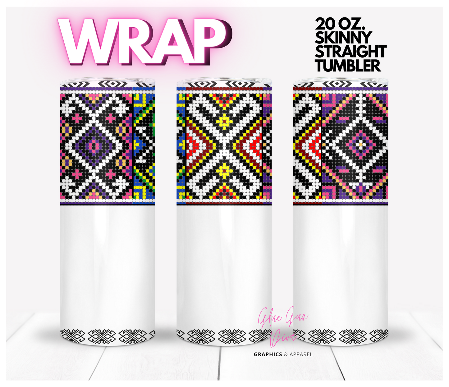 Beads Border - Digital tumbler wrap for 20 oz skinny straight tumbler