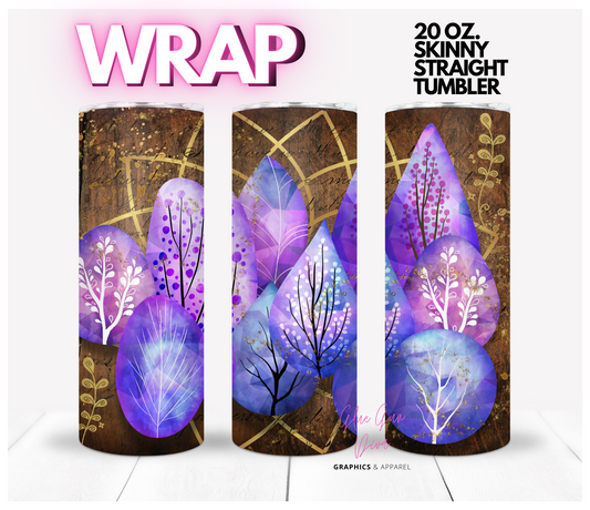 Magical Purple Trees-  Digital tumbler wrap for 20 oz skinny straight tumbler