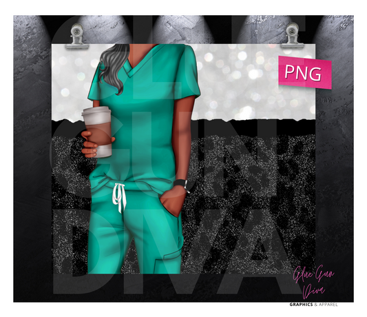 No stethoscope scrubs Green- Digital tumbler wrap for 20 oz skinny straight tumbler