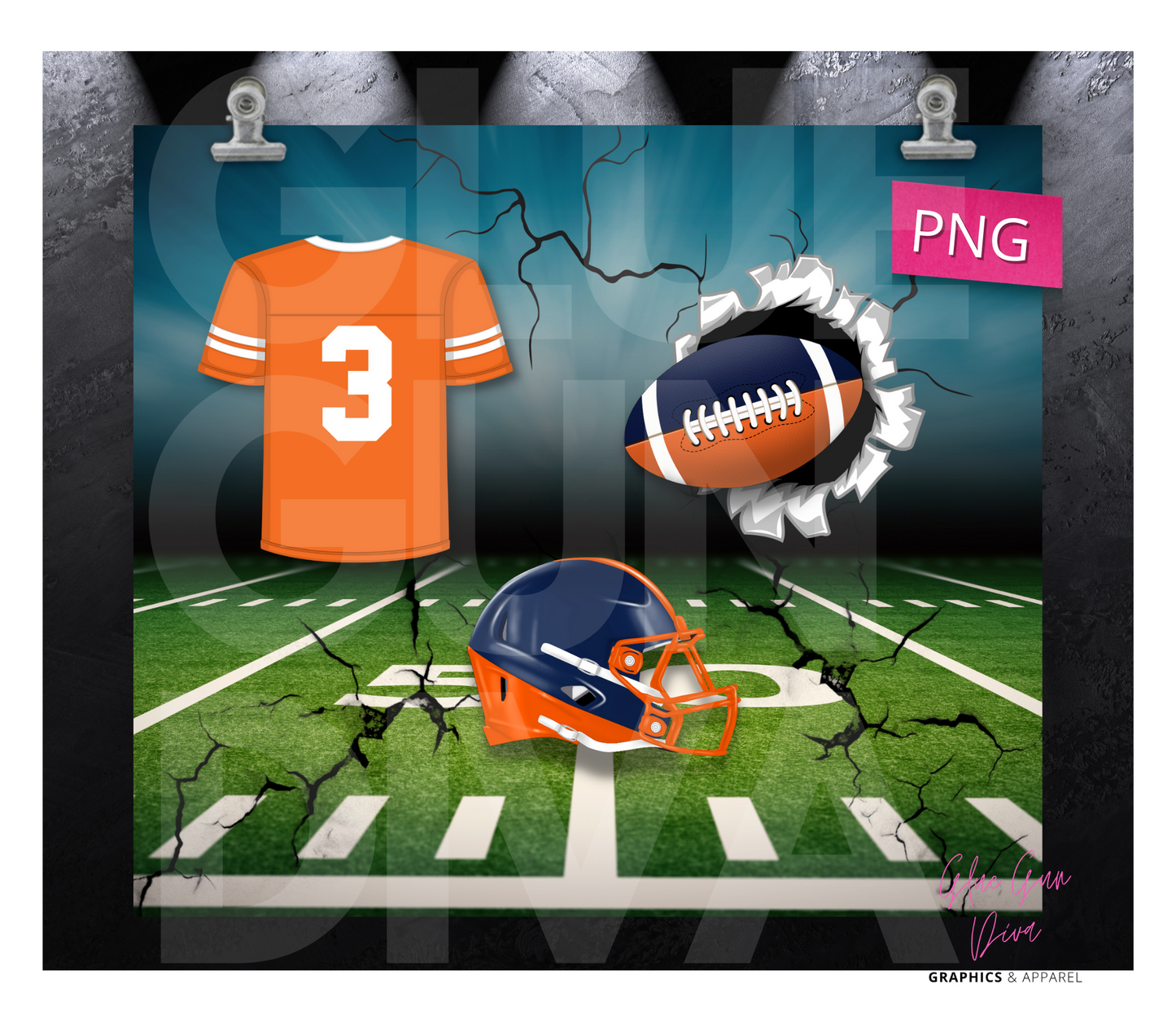 Football Fan Jersey Denver Broncos -  Digital tumbler wrap for 20 oz skinny straight tumbler