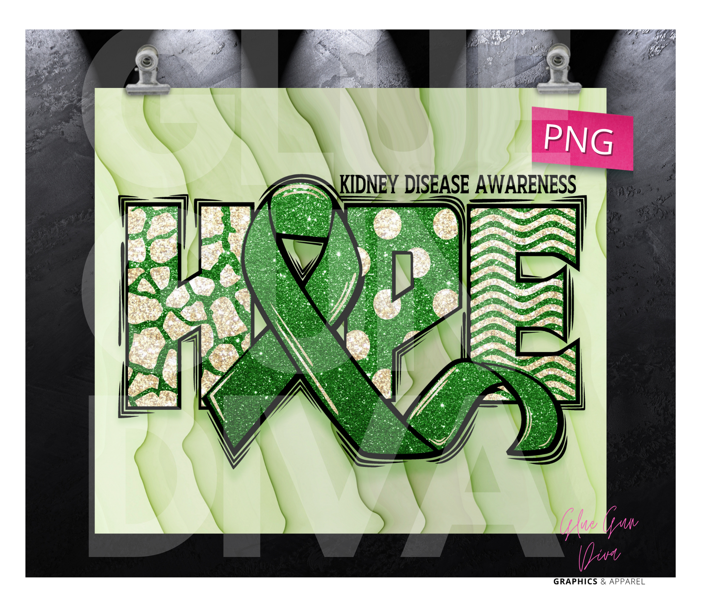 Kidney Disease Awareness Hope- Digital tumbler wrap for 20 oz skinny straight tumbler