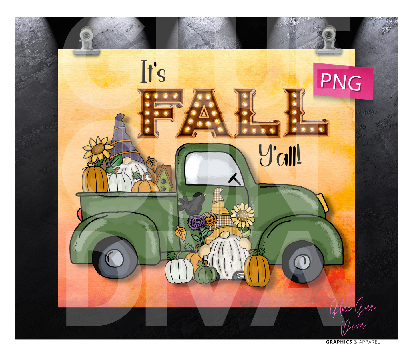 It's Fall Y'all -  Digital tumbler wrap for 20 oz skinny straight tumbler