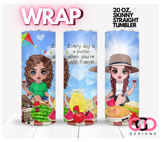 Every day is a Picnic - Digital tumbler wrap for 20 oz skinny straight tumbler