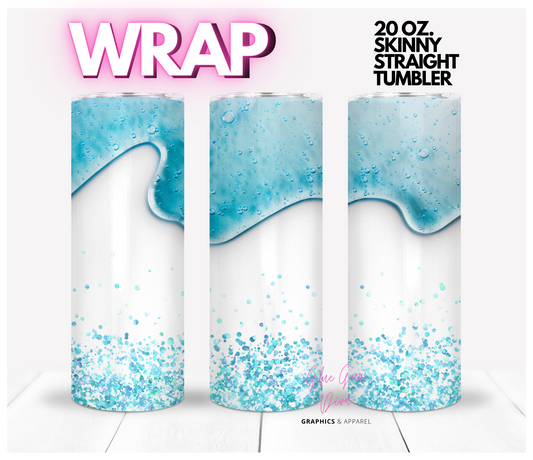 Blue Fluid - Digital tumbler wrap for 20 oz skinny straight tumbler