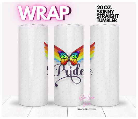 Pride Rainbow Butterfly - Digital tumbler wrap for 20 oz skinny straight tumbler