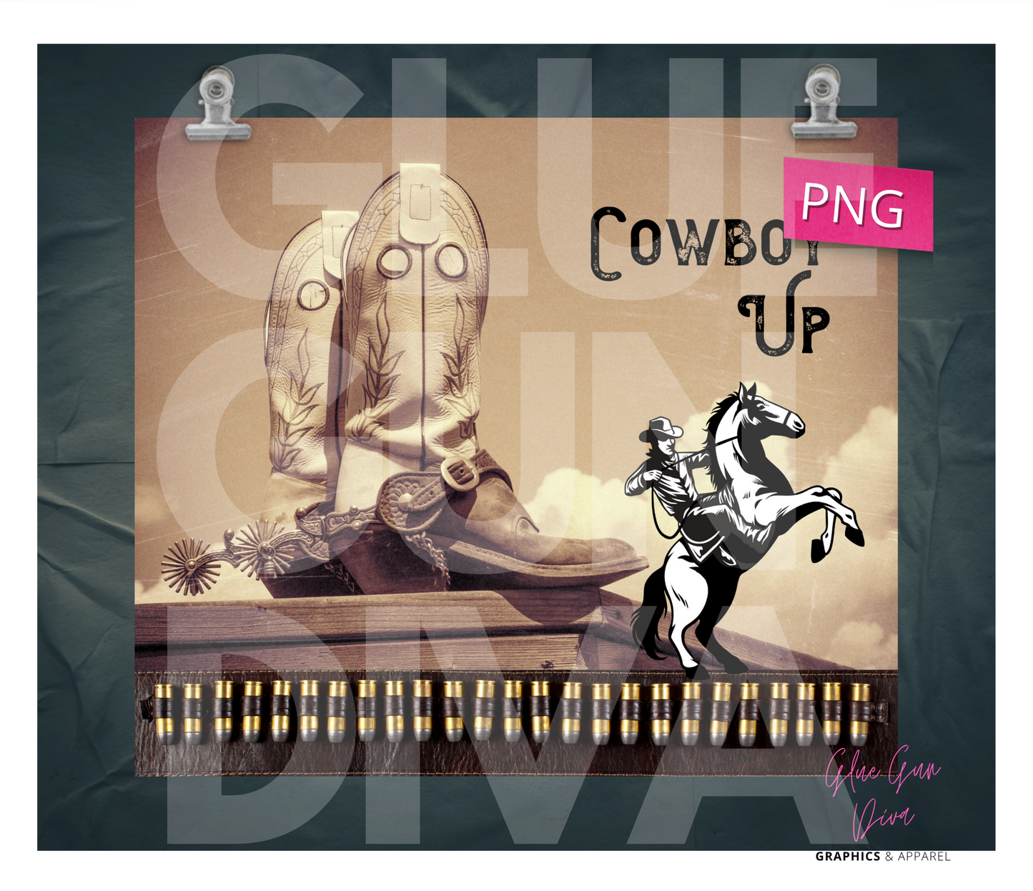 Cowboy Up -  Digital tumbler wrap for 20 oz skinny straight tumbler