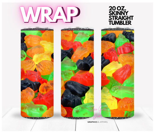 Halloween Gummy Bears -  Digital tumbler wrap for 20 oz skinny straight tumbler