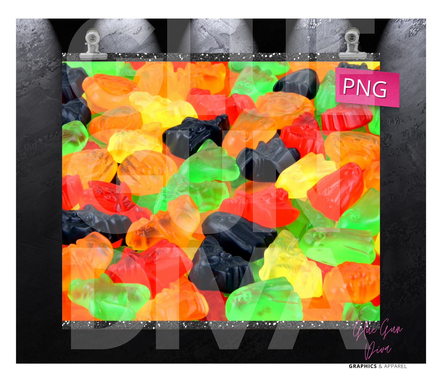 Halloween Gummy Bears -  Digital tumbler wrap for 20 oz skinny straight tumbler