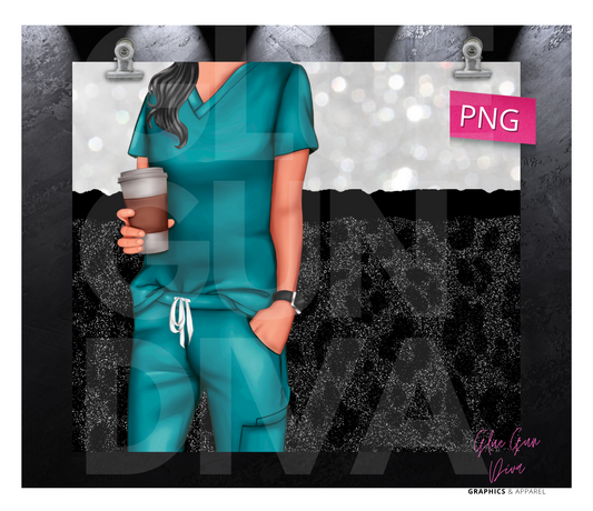 No stethoscope scrubs Teal- Digital tumbler wrap for 20 oz skinny straight tumbler