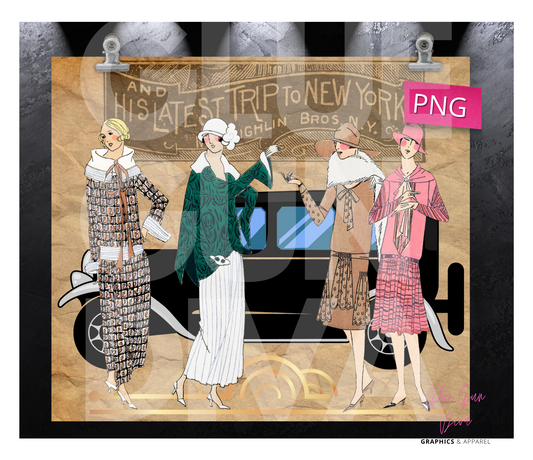 1920s Trip to NY-  Digital tumbler wrap for 20 oz skinny straight tumbler