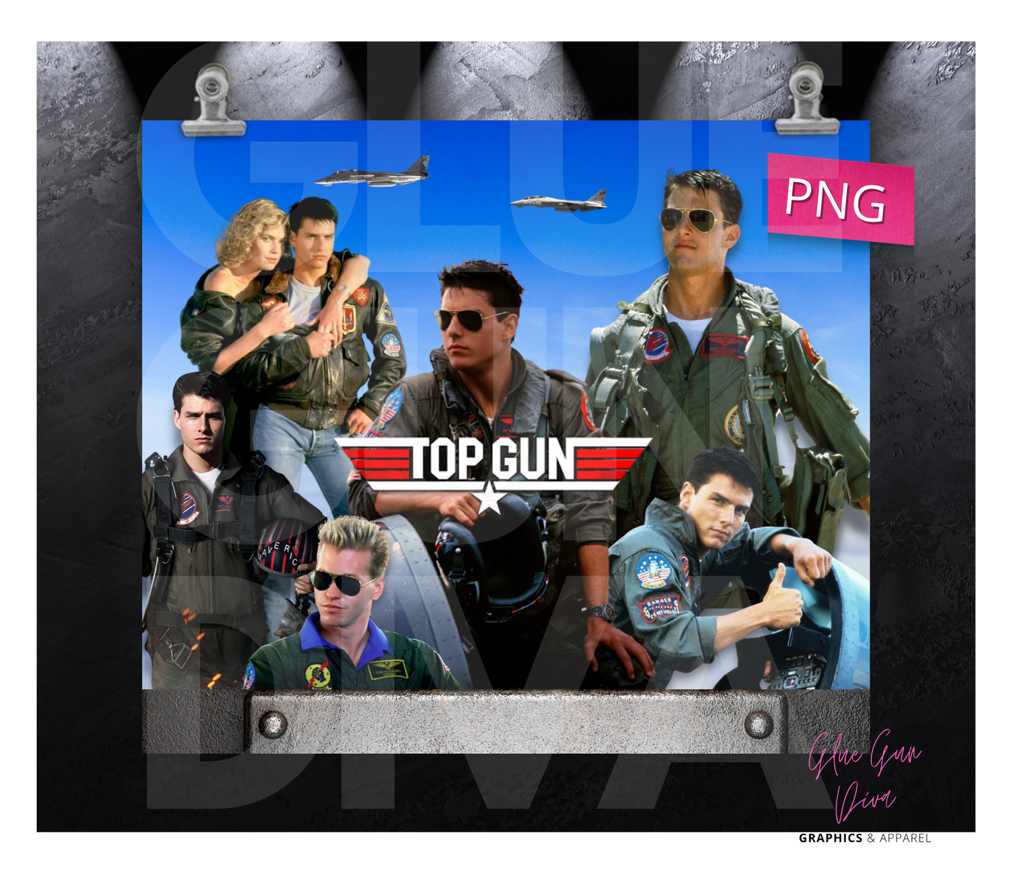 Top Gun Inspired- Digital tumbler wrap for 20 oz skinny straight tumbler