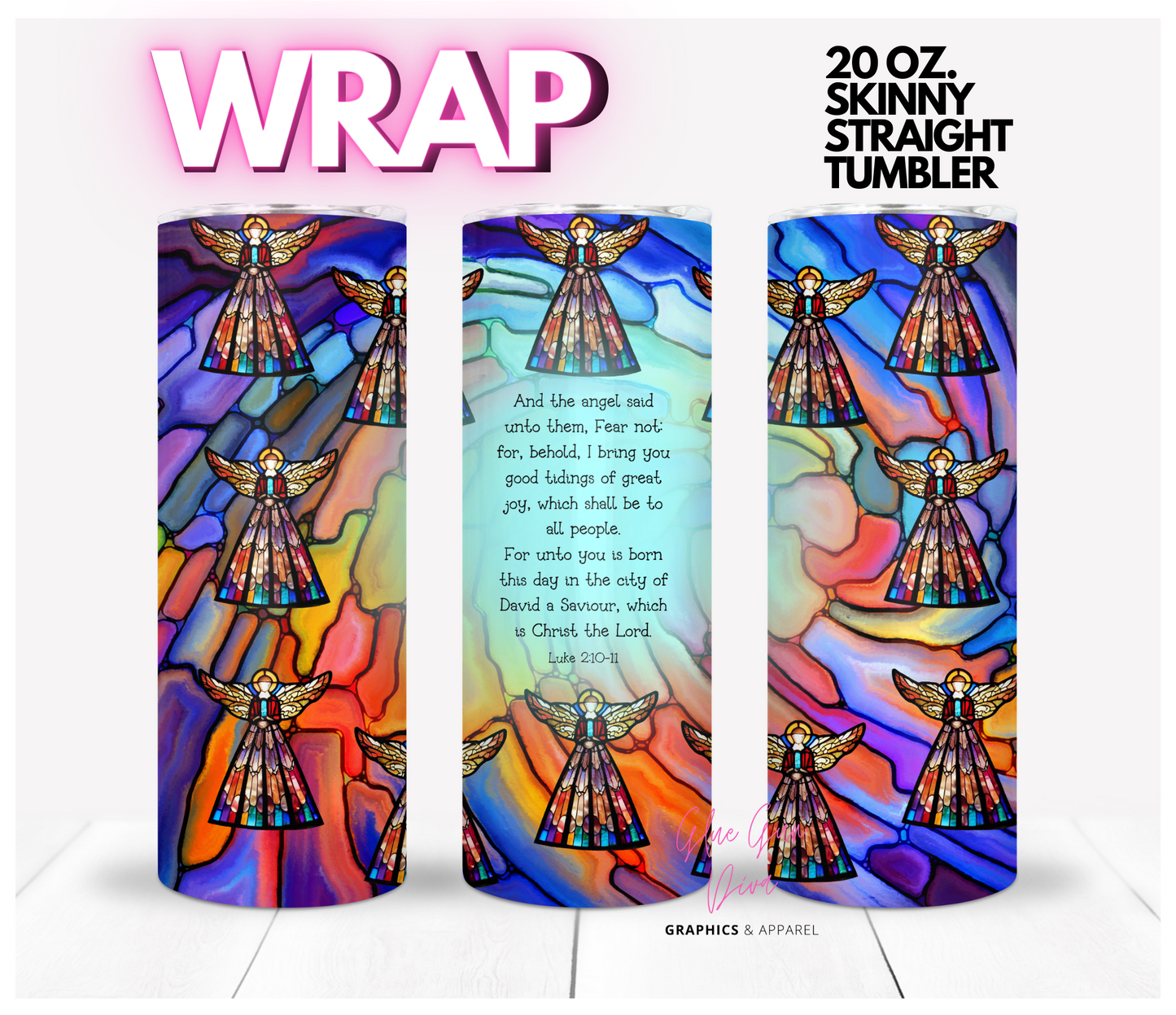 The Angel - Digital tumbler wrap for 20 oz skinny straight tumbler