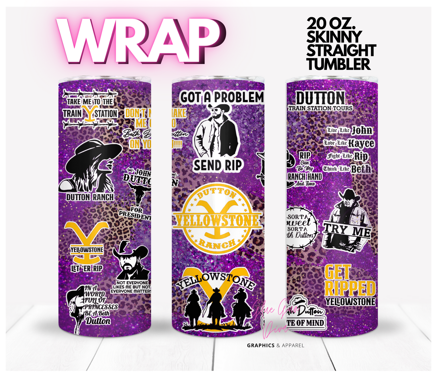 Purple collage - Digital tumbler wrap for 20 oz skinny straight tumbler