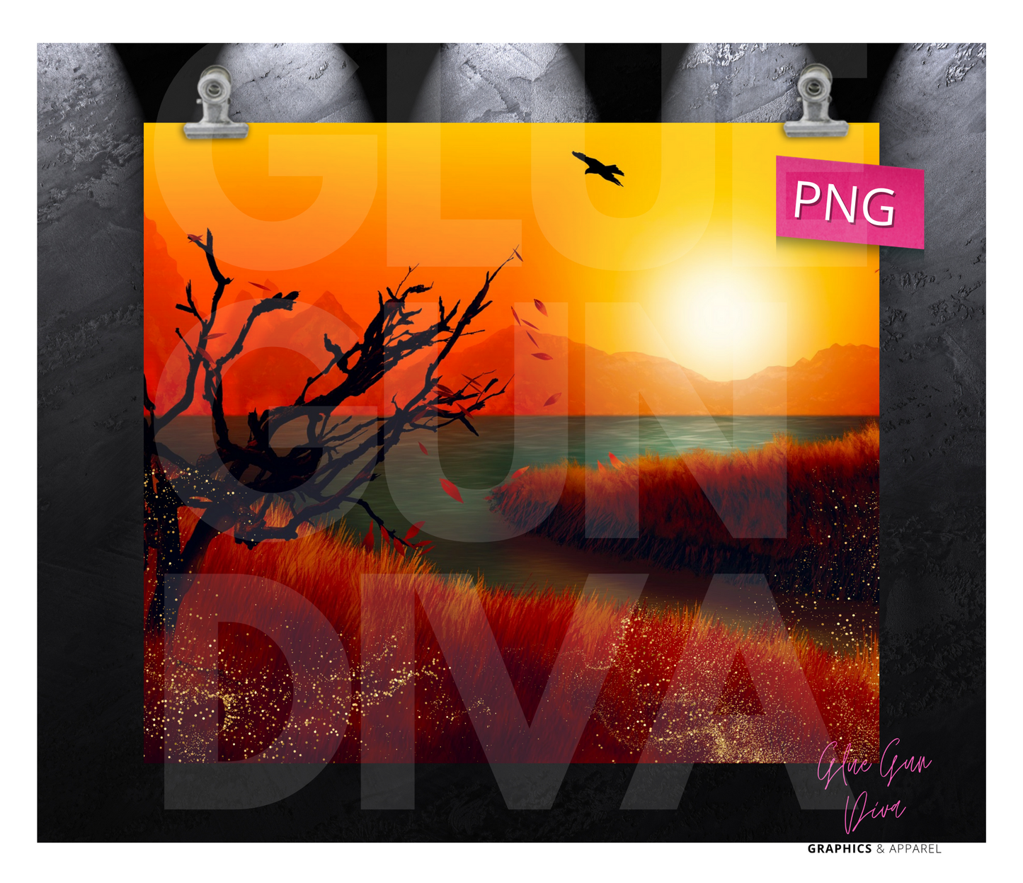 Fall Sunset -  Digital tumbler wrap for 20 oz skinny straight tumbler