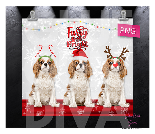 Cavalier King Charles Spaniel furry and bright - Digital tumbler wrap for 20 oz skinny straight tumbler