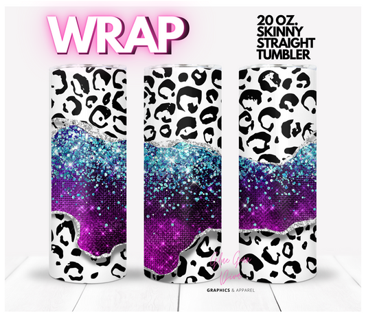 Galaxy Ribbon Animal Print - Digital tumbler wrap for 20 oz skinny straight tumbler