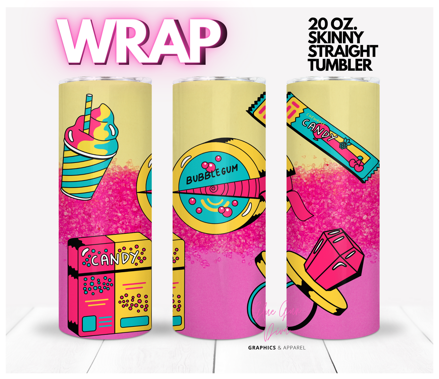 Retro Candy - Digital tumbler wrap for 20 oz skinny straight tumbler