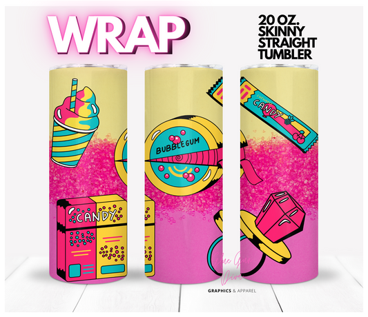 Retro Candy - Digital tumbler wrap for 20 oz skinny straight tumbler