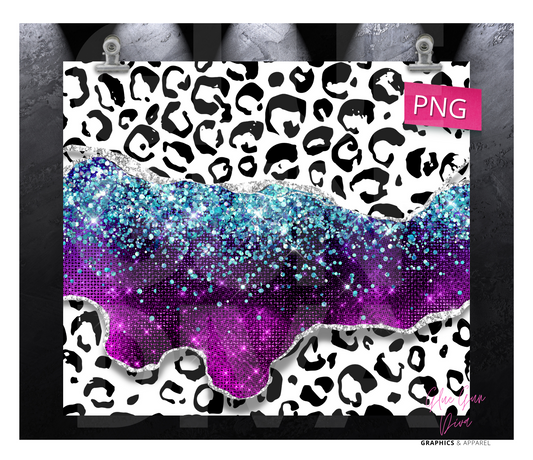 Galaxy Ribbon Animal Print - Digital tumbler wrap for 20 oz skinny straight tumbler