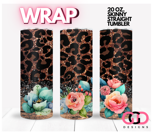 Pretty & Wild Flowers - Digital tumbler wrap for 20 oz skinny straight tumbler