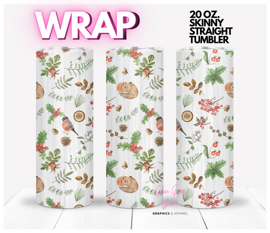 Winter Natural Background- Digital tumbler wrap for 20 oz skinny straight tumbler