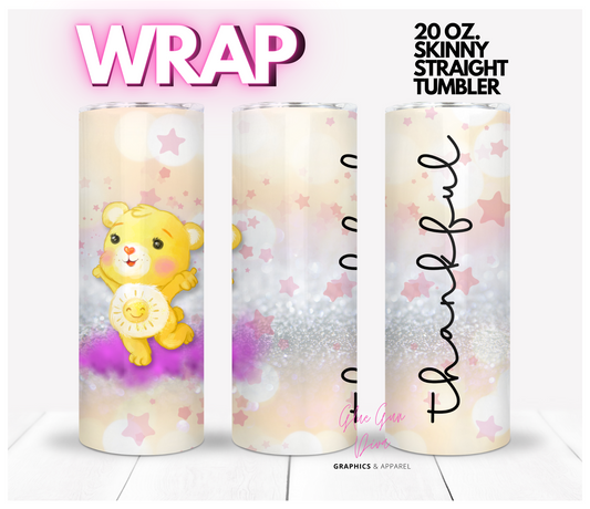 Beary Thankful-  Digital tumbler wrap for 20 oz skinny straight tumbler