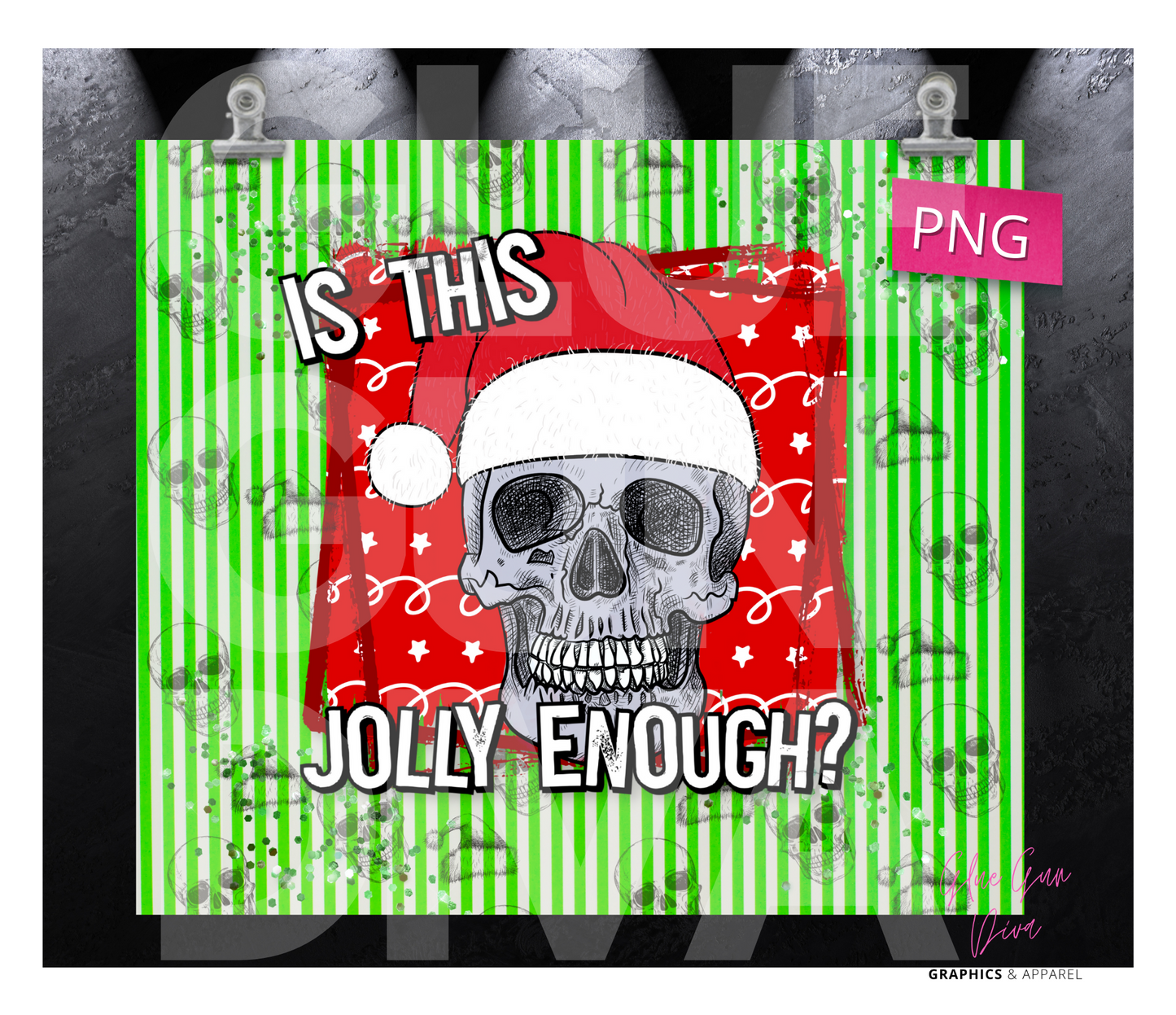 Is This Jolly Enough - Digital tumbler wrap for 20 oz skinny straight tumbler