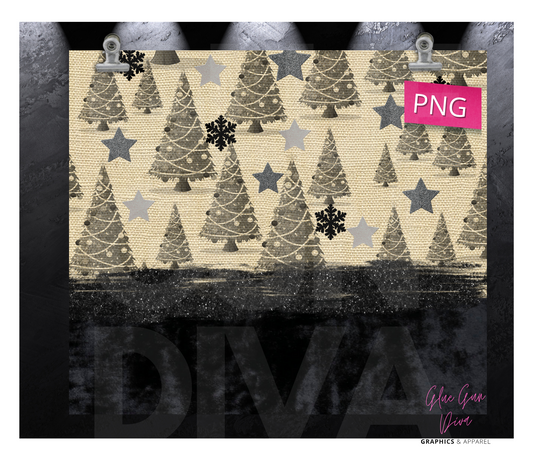 Burlap and Velvet Trees - Digital tumbler wrap for 20 oz skinny straight tumbler