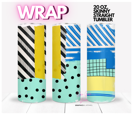 Whimsical background Stripes and Dots- Digital tumbler wrap for 20 oz skinny straight tumbler