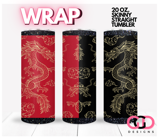 Red & Black Dragons- Digital tumbler wrap for 20 oz skinny straight tumbler