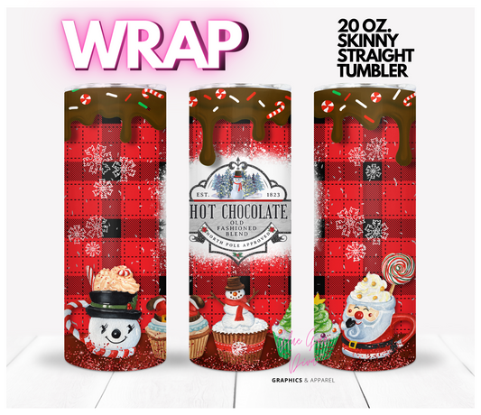 Hot Chocolate - Digital tumbler wrap for 20 oz skinny straight tumbler