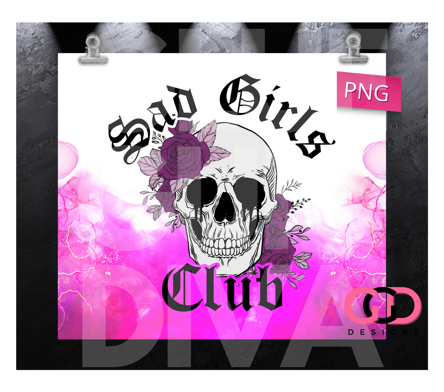 Sad Girls Club-   Digital tumbler wrap for 20 oz skinny straight tumbler