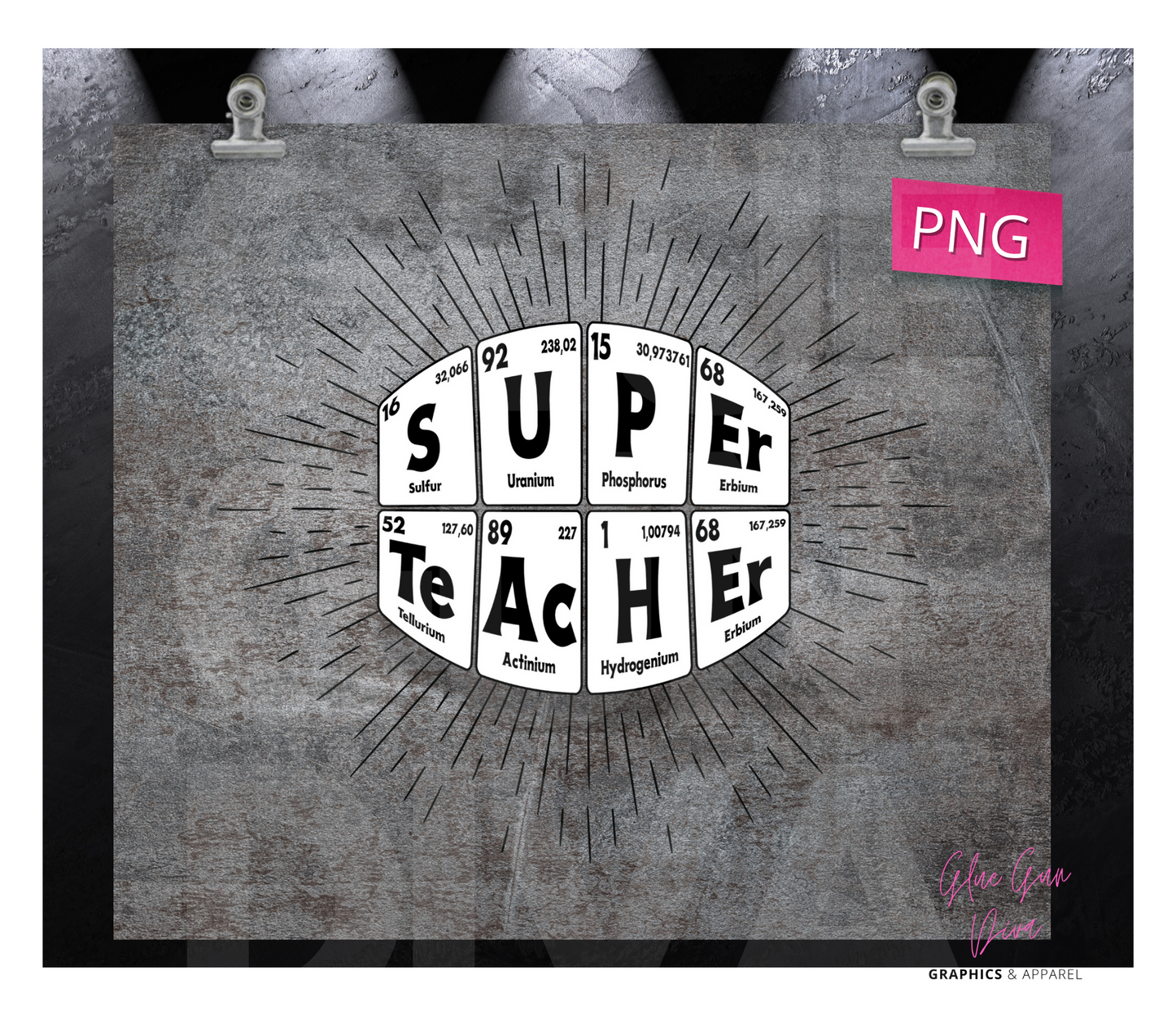 Super Teacher Periodical Table- Digital tumbler wrap for 20 oz skinny straight tumbler