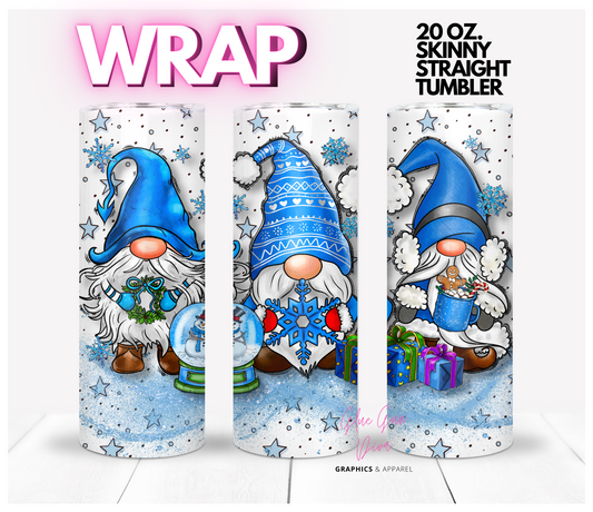 Winter Gnomes- Digital tumbler wrap for 20 oz skinny straight tumbler