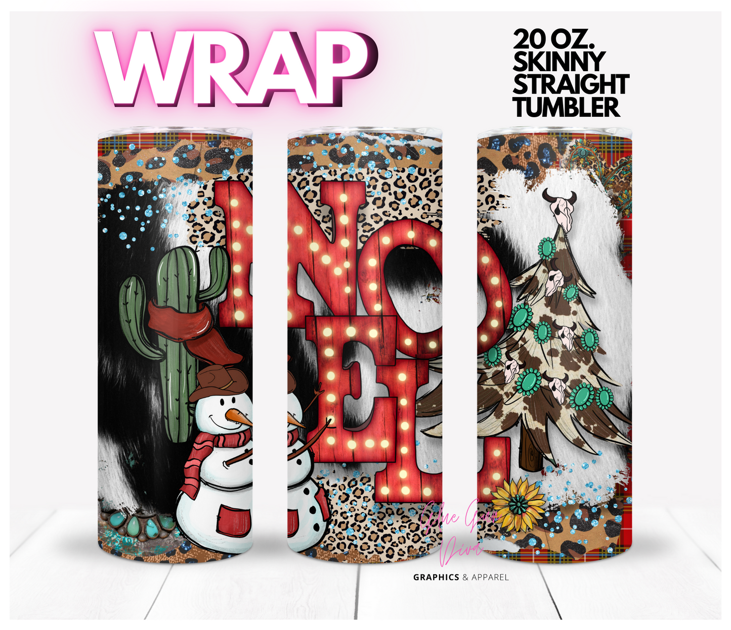 Western Noel - Digital tumbler wrap for 20 oz skinny straight tumbler