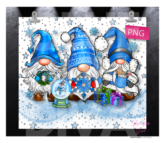 Winter Gnomes- Digital tumbler wrap for 20 oz skinny straight tumbler