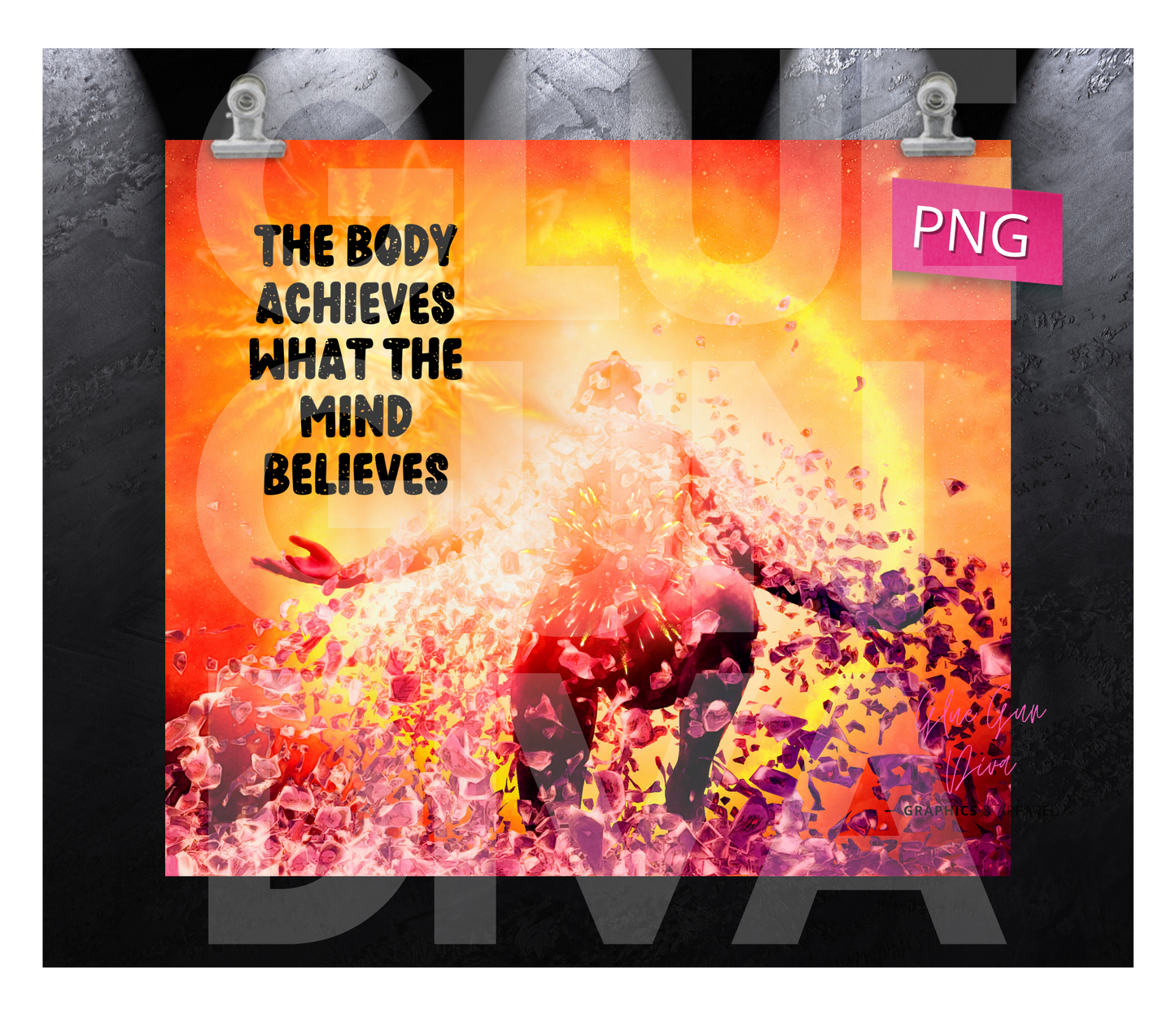 The Body Achieves- Digital tumbler wrap for 20 oz skinny straight tumbler