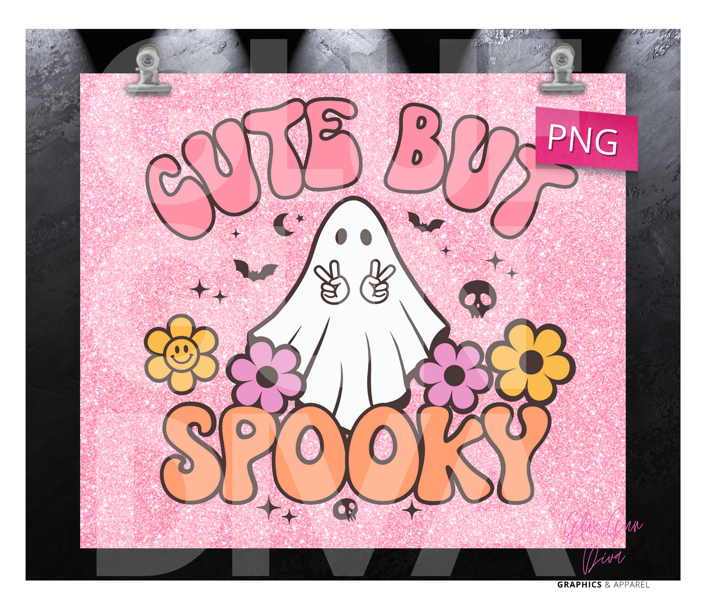 Cute but Spooky - Digital tumbler wrap for 20 oz skinny straight tumbler