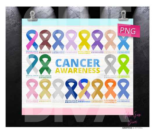 Cancer Awareness -   Digital tumbler wrap for 20 oz skinny straight tumbler