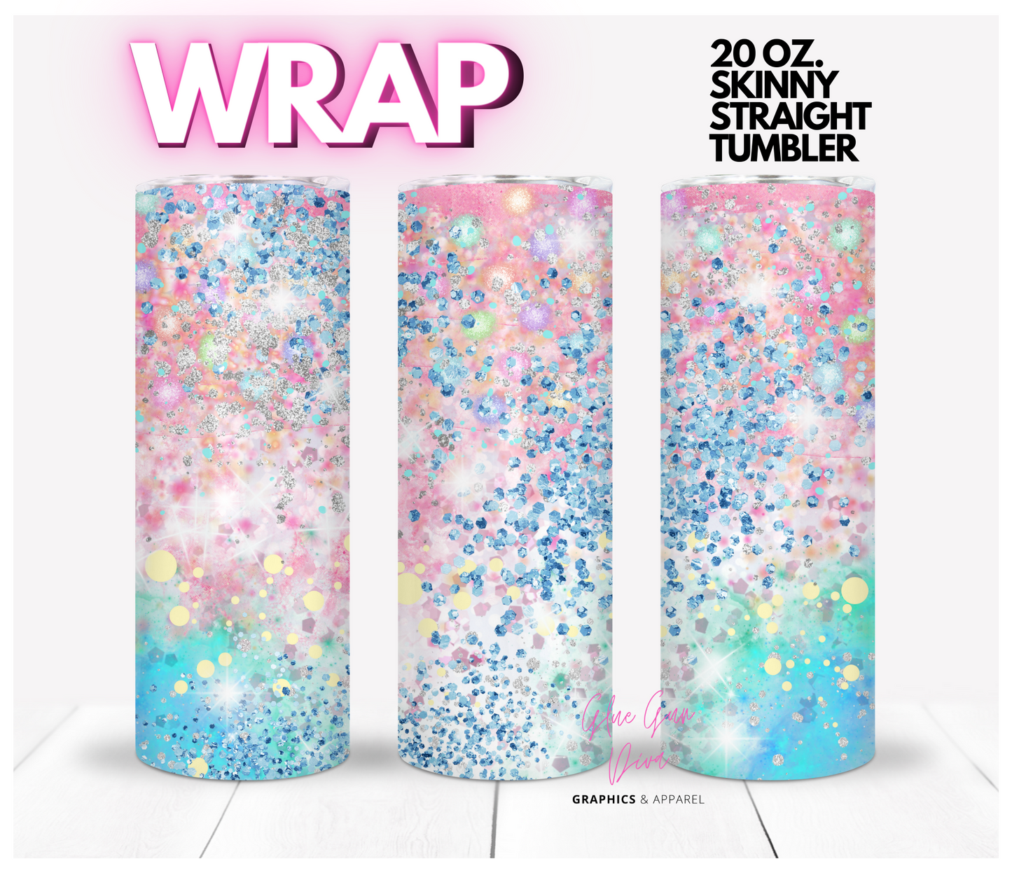 Sparkly Pastels -  Digital tumbler wrap for 20 oz skinny straight tumbler