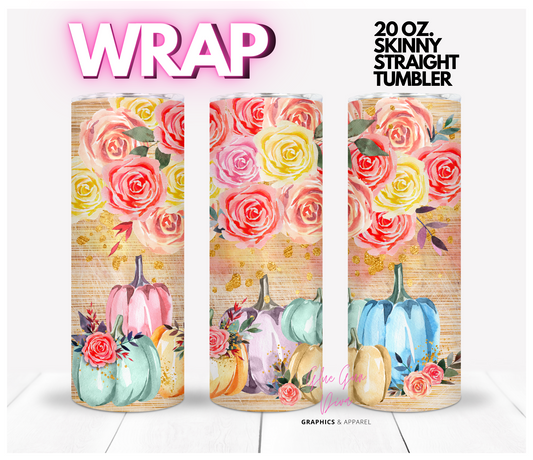 Pastel Pumpkins -  Digital tumbler wrap for 20 oz skinny straight tumbler