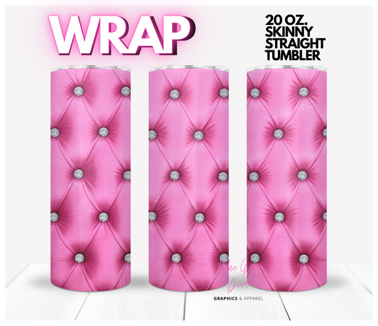 Tufted in Pink and Diamonds - Digital tumbler wrap for 20 oz skinny straight tumbler