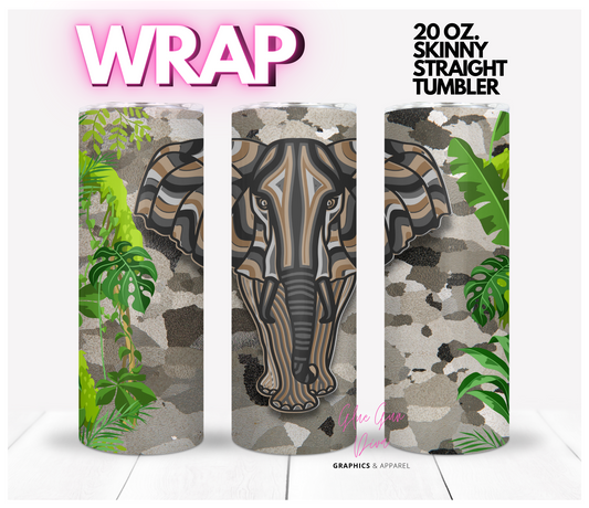 Layered Elephant- Digital tumbler wrap for 20 oz skinny straight tumbler